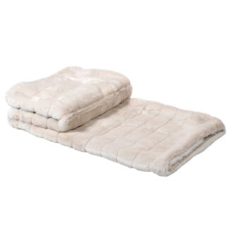 Oyster Striped Faux Fur Throw