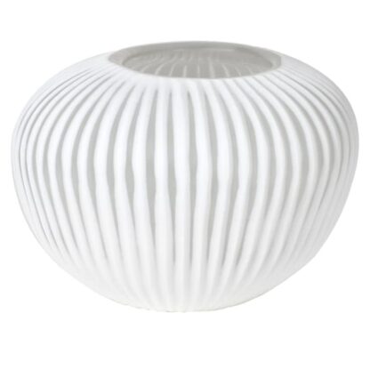 White Ribbed Vase