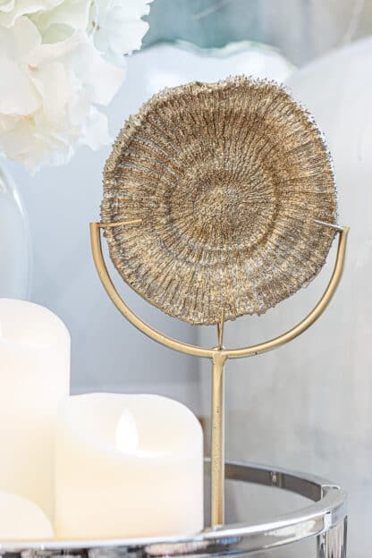 Gold Coral Disc on Stand