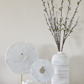 decorative white and grey marble disc