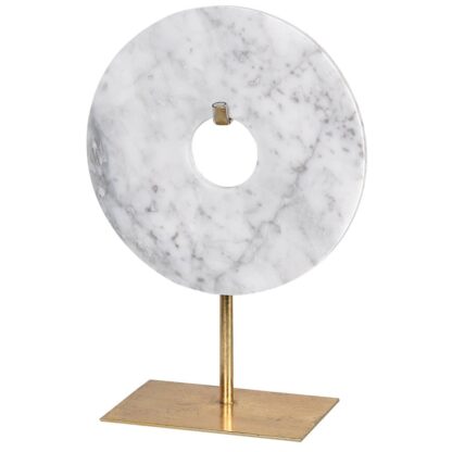 White Marble Disc on Gold Stand
