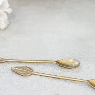 Set of brass leaf spoons