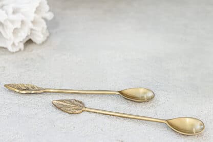 Set of brass leaf spoons