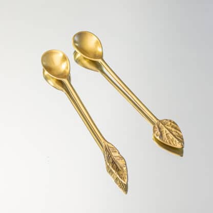 Set of brass leaf spoons