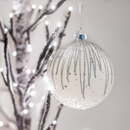 White Glitter Bauble