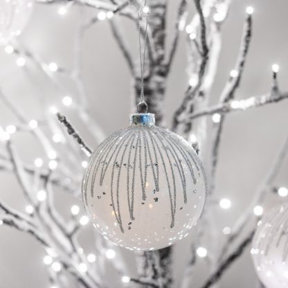 White Glitter Bauble