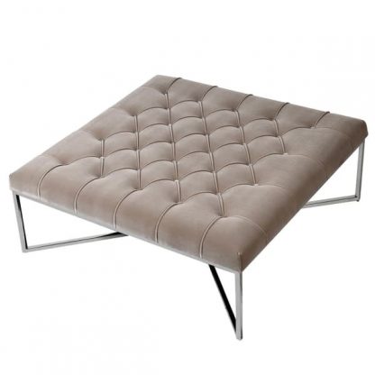 Cream Mink Buttoned Ottoman