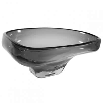 Large Smoked Abstract Glass Bowl