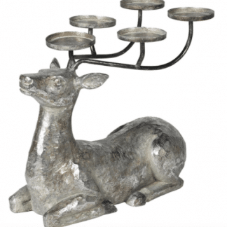Large Silver Lying Deer Candle holder