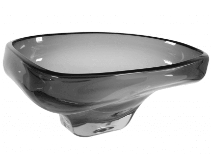 Grey Smoked Glass Abstract Bowl
