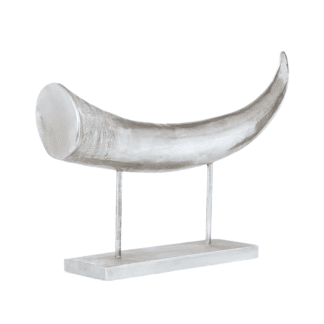 silver horn ornament on stand