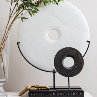 Black Marble Disc Sculpture