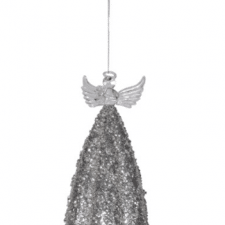 Silver Glitter Glass Angel