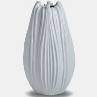 Tall White Ribbed Vase