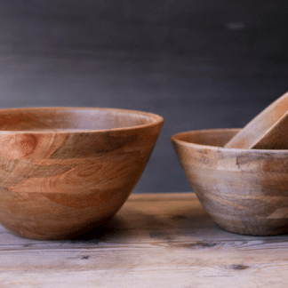 Round wooden bowl