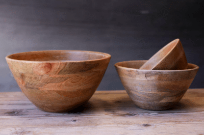 Round wooden bowl