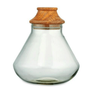 Glass with Wooden lid storage jar