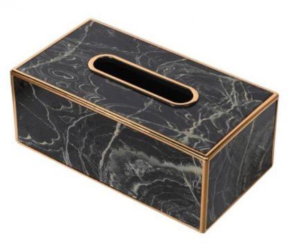 Black & Gold marble effect tissue box