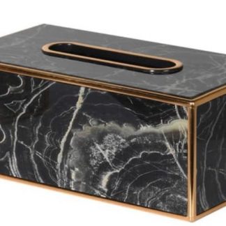 Black & Gold marble effect tissue box