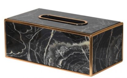 Black & Gold marble effect tissue box