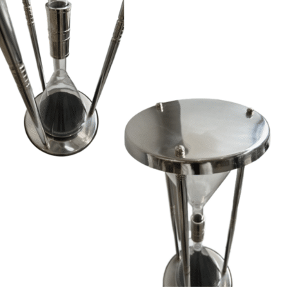 tall chrome black sand timer hourglass