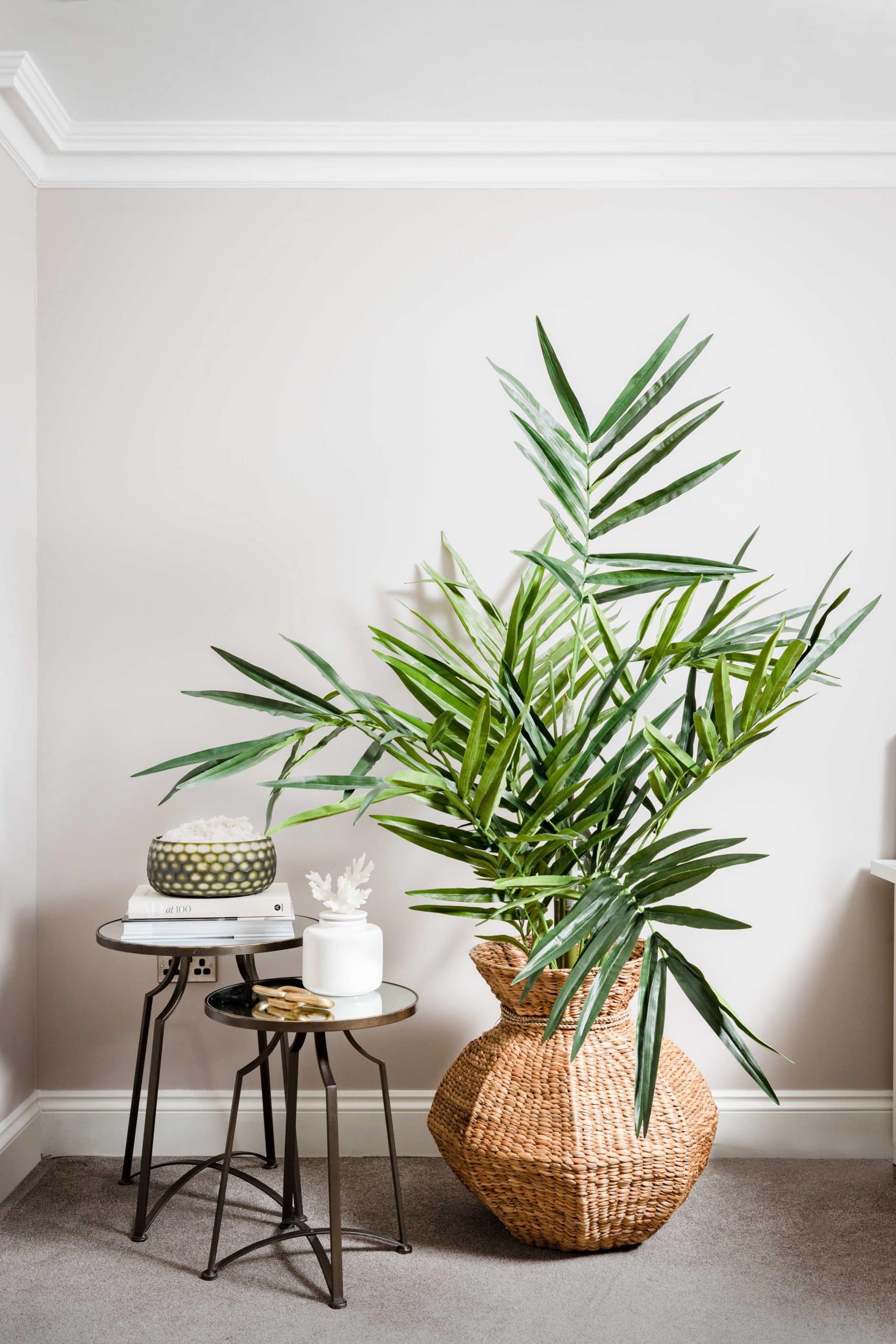 wicker basket vase planter