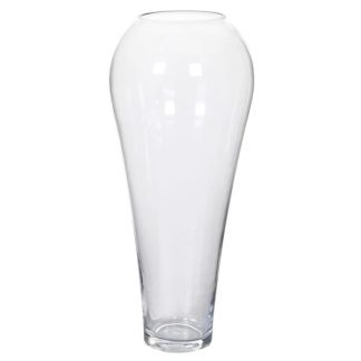 Tall tapered clear glass vase