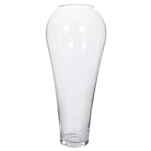 Tall tapered clear glass vase