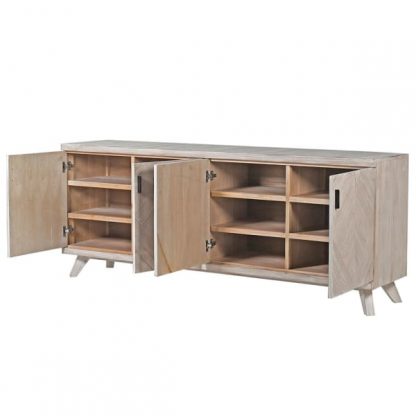 Washed 4 Door Parquet Sideboard