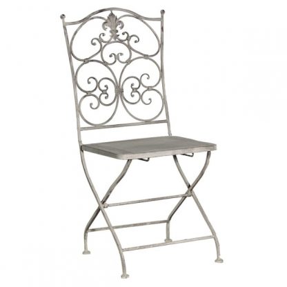 Grey Wash Metal Outdoor Folding Chair