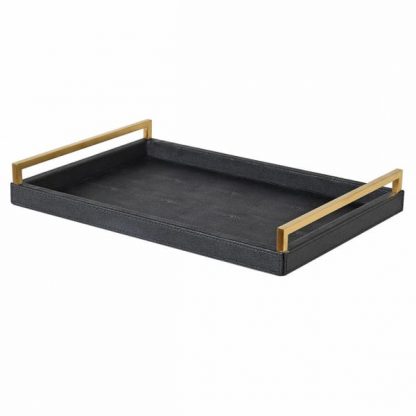 Black & gold faux leather tray