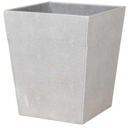 Ivory Faux Shagreen Bin