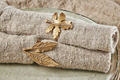 set of 4 bronze leaf napkin rings