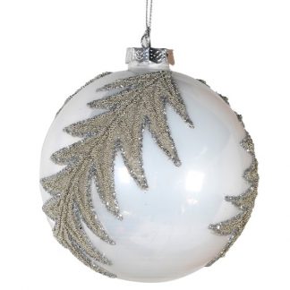 White Bbl W/leaf Design