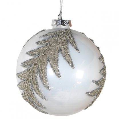 White Bbl W/leaf Design