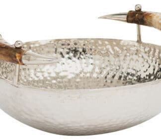 Nickel Dish With Horn Handles