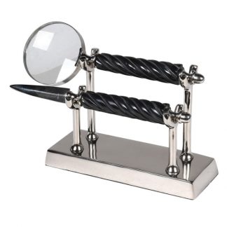 Black and Silver Magnifier and Letter Opener Set