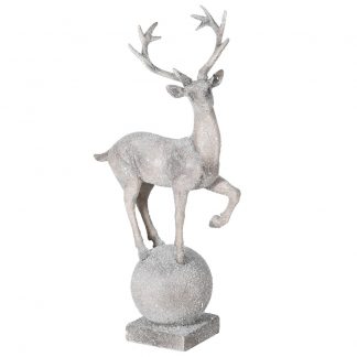 Frosted Grey Prancing Deer