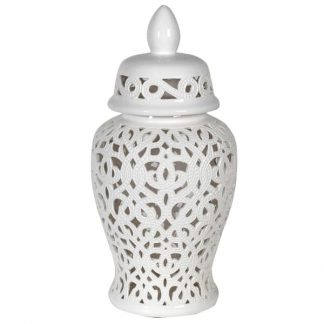 White Pierced Ceramic Jar