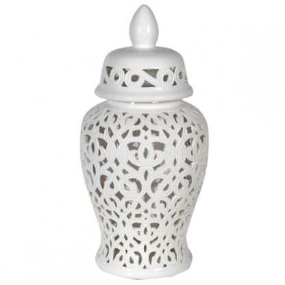 White Pierced Ceramic Jar