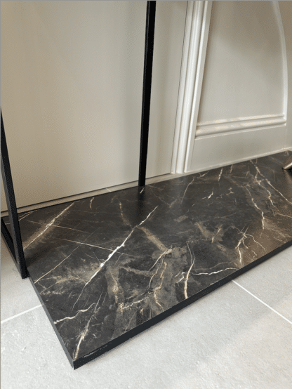 Black marble effect console table