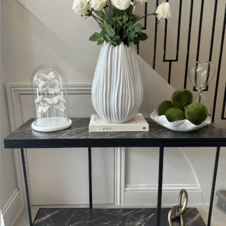 Black effect marble console table
