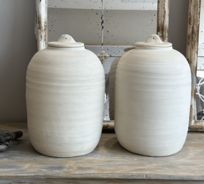 cream Terracotta Lidded Jar