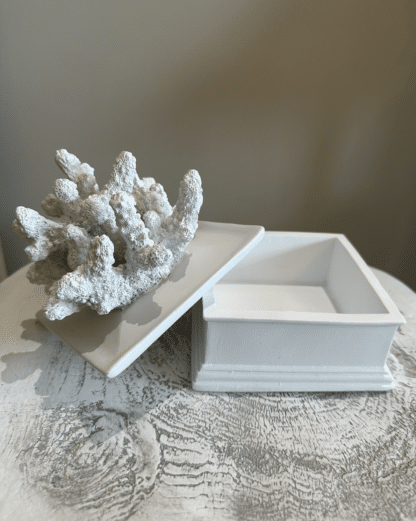 WHITE FAUX CORAL DECORATIVE TRINKET BOX