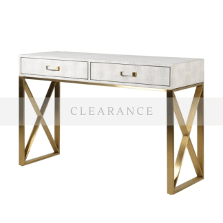 shagreen console table with gold leg
