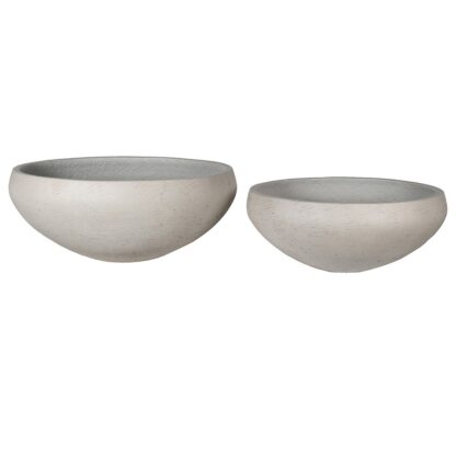 Set of 2 Round Grey Cement Planters