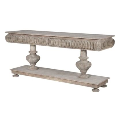 Rectangular Twin Pedestal Single Drawer Console Table