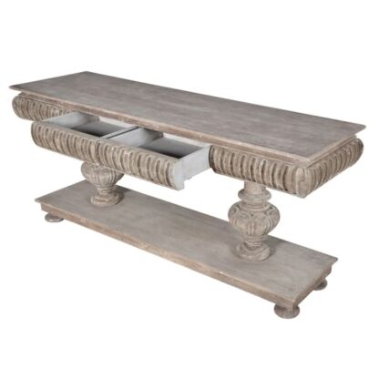 Rectangular Twin Pedestal Single Drawer Console Table