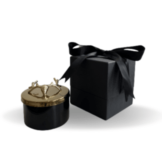 black reindeer top candle with black box