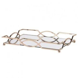 Gold handle scroll decorative Tray with a mirror top